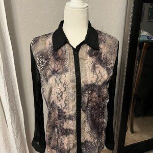 Claudia Richard Blouse with Solid Sleeves Size Small